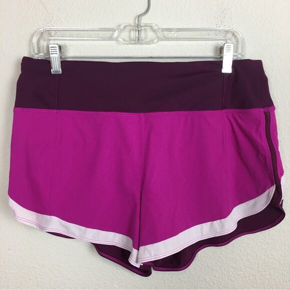 Athleta Maroon Pink White Athletic Shorts with Liner Medium - Picture 2 of 6